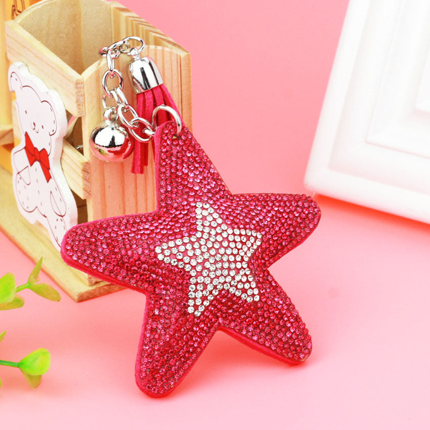 Llavero de cristal con borla y pentagrama creativo