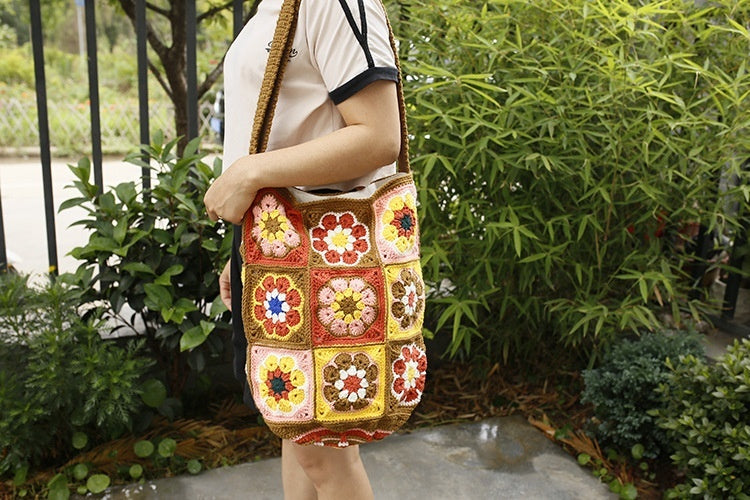 Ethnic Style Handmade Woven Bucket Bag