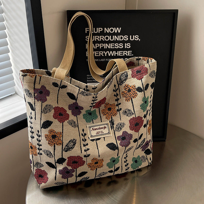 Schulterhandtasche aus Canvas mit großem Fassungsvermögen