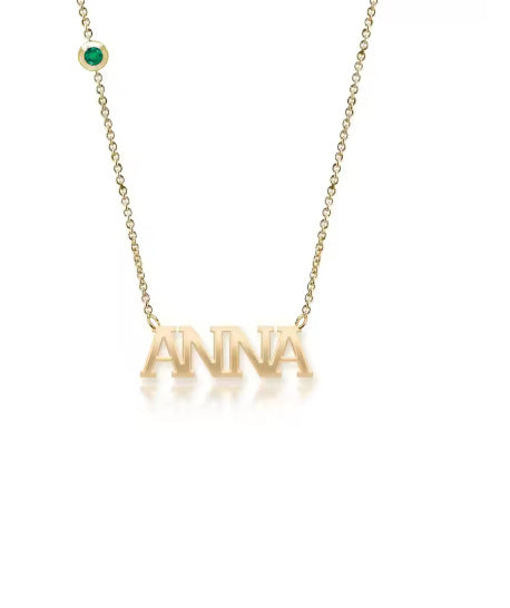 Custom Birthstone Name Necklace Personalized Arabic Birthstone Name Necklace