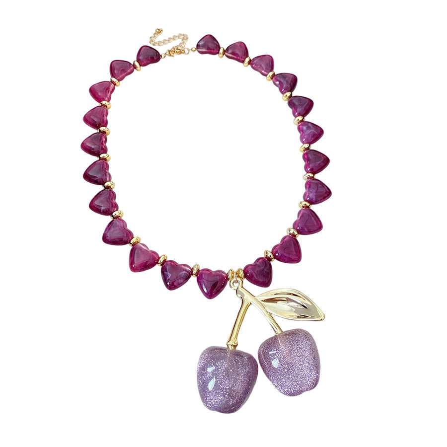 Heart Cherry Necklace Clavicle Chain Niche
