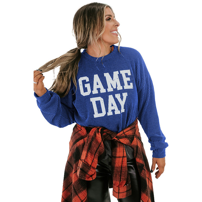Loose Casual Style Printed Long-sleeved Top