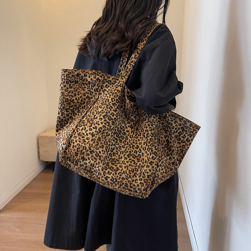 Leopard Print Canvas Tote Bag