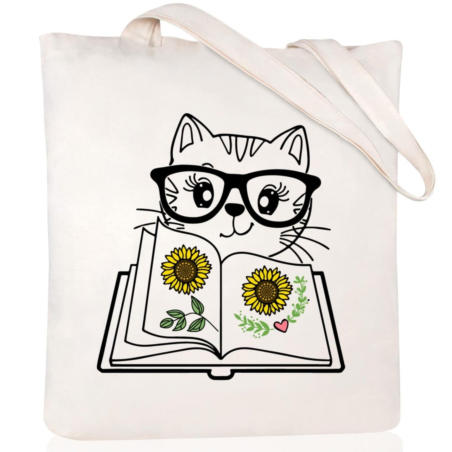 Cartoon Cat Printed Canvas Shoulder Bag