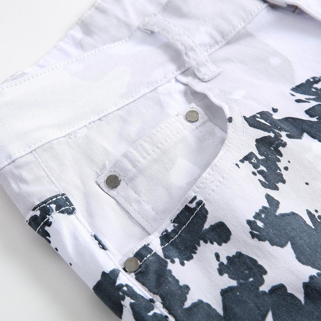 Printed Jeans High Elastic Slim Fit Men Plus Size Pants - BAGMODA