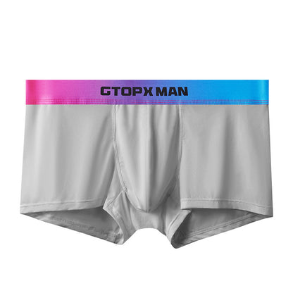 Men's Ice Silk U Convex Low Waist Thin Summer Gradient Boxers