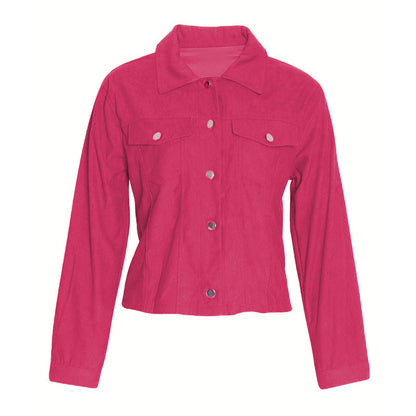 Chaqueta de pana de manga larga para mujer: abrigo informal con botones y bolsillos con solapa