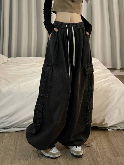 Jeans Tooling Loose Wide Leg Pants Damen