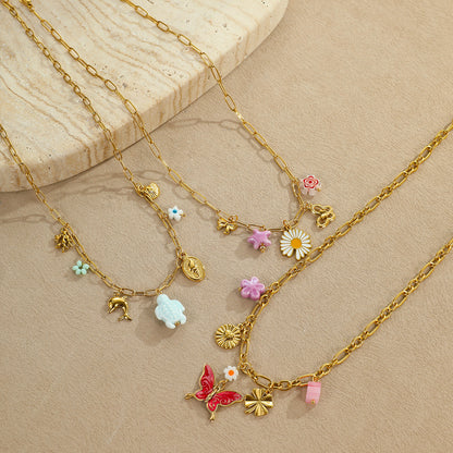 Collar de acero inoxidable con colgante estilo océano para mujer