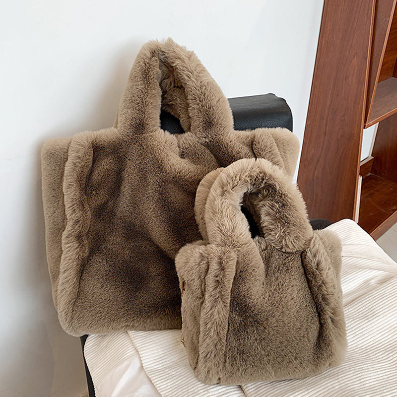 Wintertaschen Kette Plüsch Totes Bag