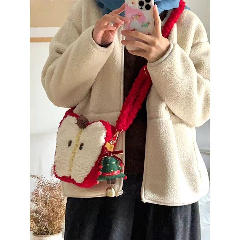 Apple Plush Crossbody Shoulder Bag