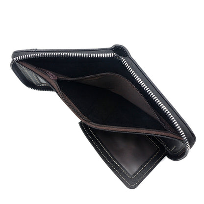 Cartera corta para hombre con costuras mate y múltiples ranuras para tarjetas