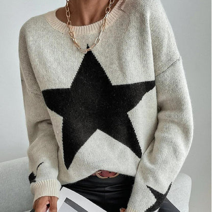 Pullover Damen Pullover Rundhals XINGX Thread Temperament Persönlichkeit Pullover Pullover Damen