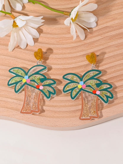 Pendientes de helado de cereza, fresa, sandía, piña y pastel de coco para mujer