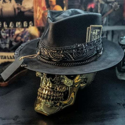 Halloween Neue handgemachte Totenkopfmütze Filz Jeansmütze