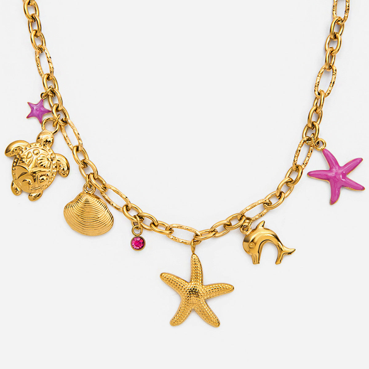 Dolphin Shell Turtle Dripping Five-pointed Star Necklace