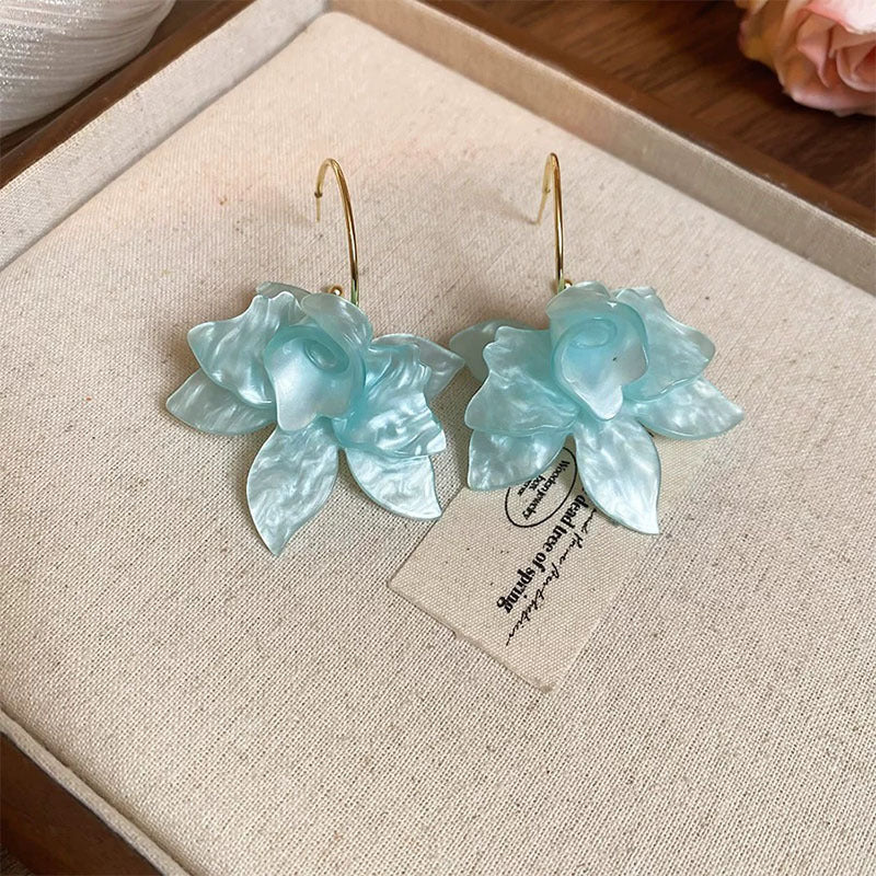 Vintage Acrylic Flower Exaggerated Earrings
