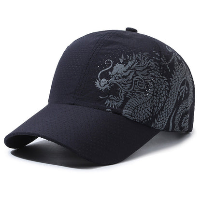 Hut Herren Baseballkappe im chinesischen Stil mit Drachen-Print aus Polyester