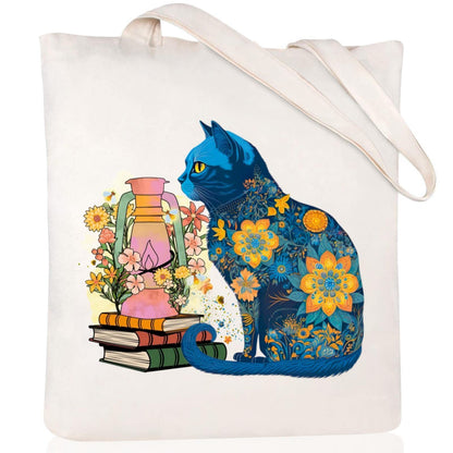 Cartoon Cat Printed Canvas Shoulder Bag