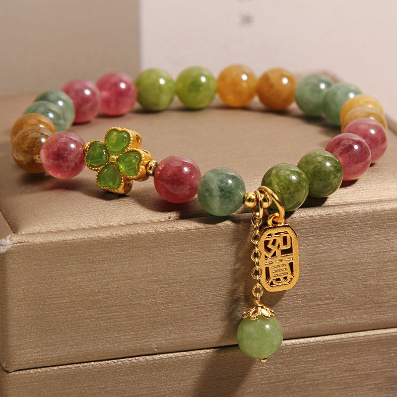 Exquisite Colorful Tourmaline Ruyi Pendant Bracelet For Women