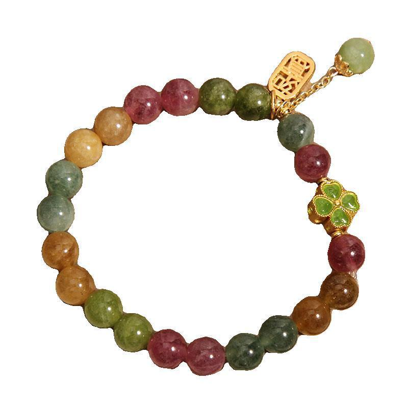 Exquisite Colorful Tourmaline Ruyi Pendant Bracelet For Women