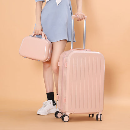 Maleta con ruedas para estudiantes, maleta de viaje con contraseña, maleta de cuero color caramelo para hombre