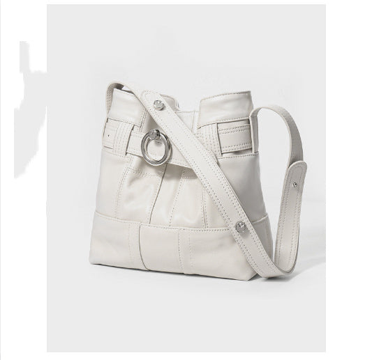 Cowhide Stitching Bucket Bag