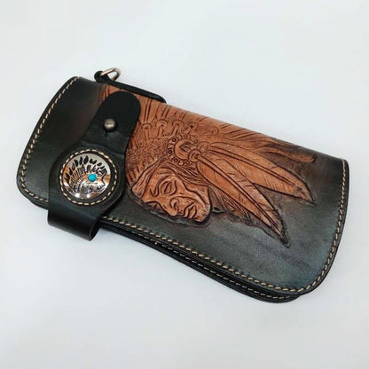 Cartera de piel de vaca de primera capa con bolsa de tela rica personalizada