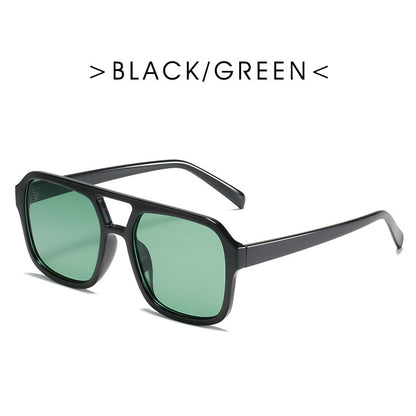 Gafas de sol cuadradas de doble haz con personalidad retro para hombres y mujeres