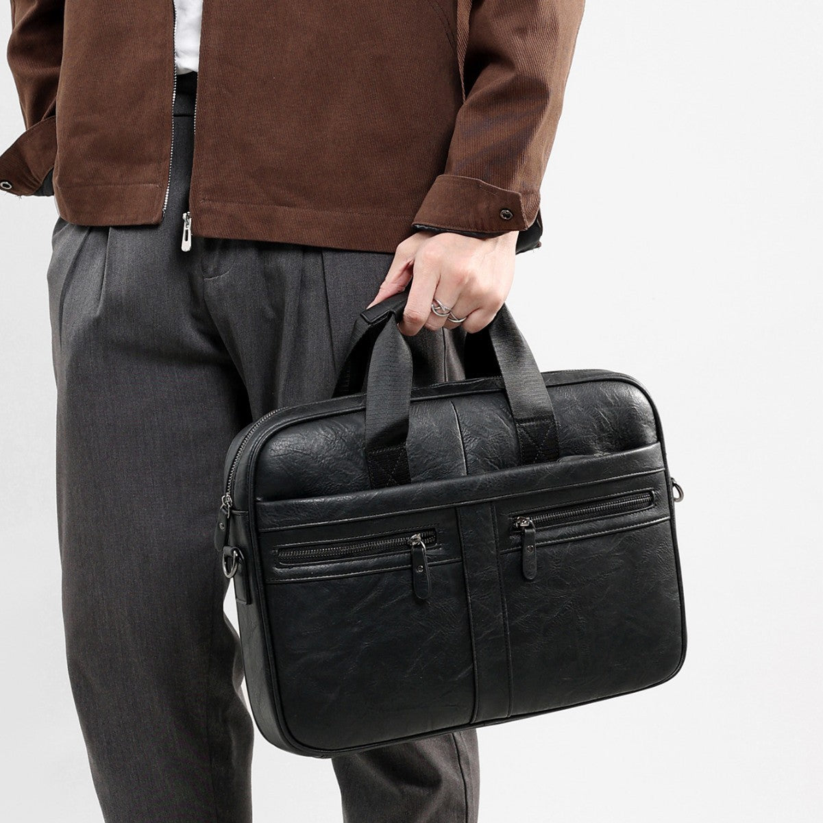 Retro Crazy Horse Pattern Briefcase