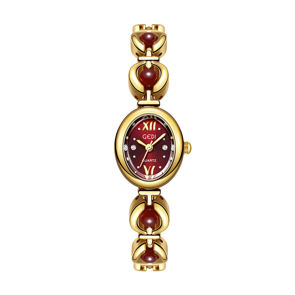 Gedi National Style Emerald Good-looking Bracelet Watch Niche High-grade Light Luxury Shell Pearls Exquisite Women's Quartz Watch