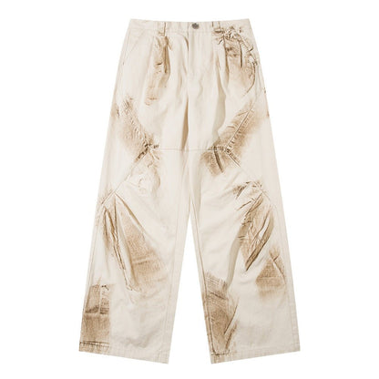 Dirty Painting Loose Casual Long Pants Men - BAGMODA