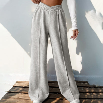 Hohe Taille Reine Farbe Weites Bein Freizeithose Damen