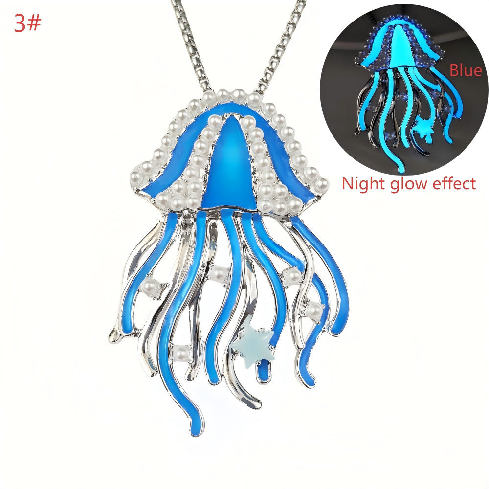 Beach Travel Vacation Accessories Deep Sea Sweet Dreams Luminous Jellyfish Pendant Necklace