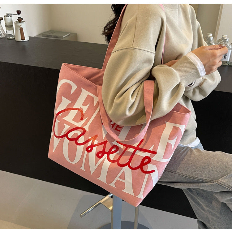 Letter Printed Canvas Totes