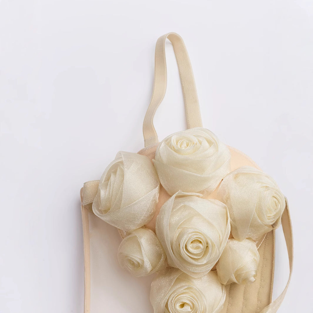 Mesh Sheer Sexy Back Design and Rose Flower Detail