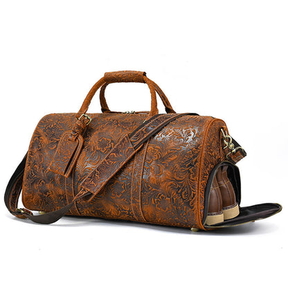 Bolsa de viaje de cuero auténtico para hombre