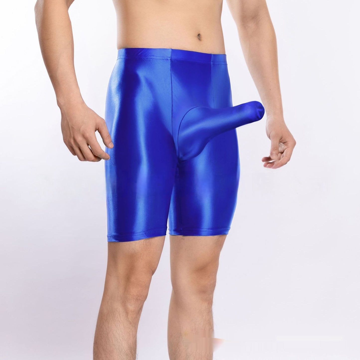 Plus Size Shiny Silky Sports Shorts