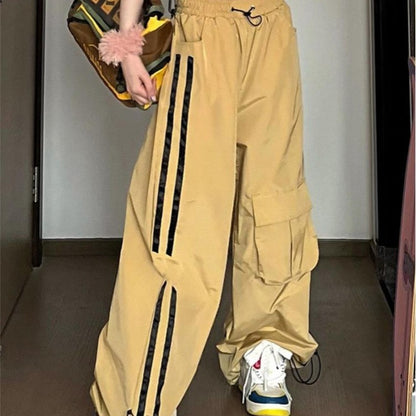 Pantalones deportivos holgados de cintura alta para mujer