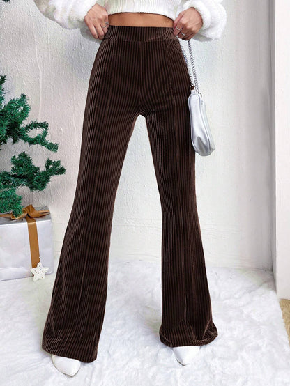 Hohe Taille Lamp Wick Cord Schlaghose Weites Bein Damen