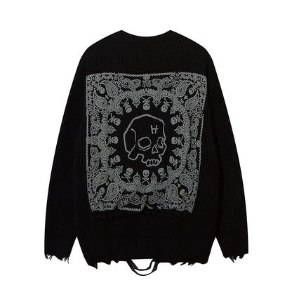 Doodle Skull Jacquard Pullover Strickmode Herbst
