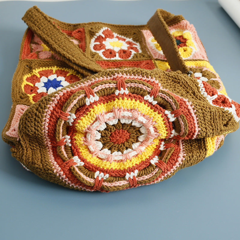 Ethnic Style Handmade Woven Bucket Bag