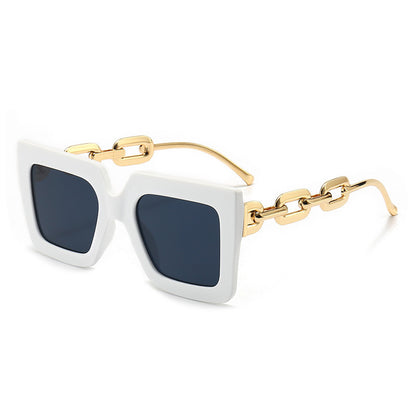 Gafas de sol con cadena cuadrada, gafas de sol retro personalizadas, gafas de sol de moda para mujer