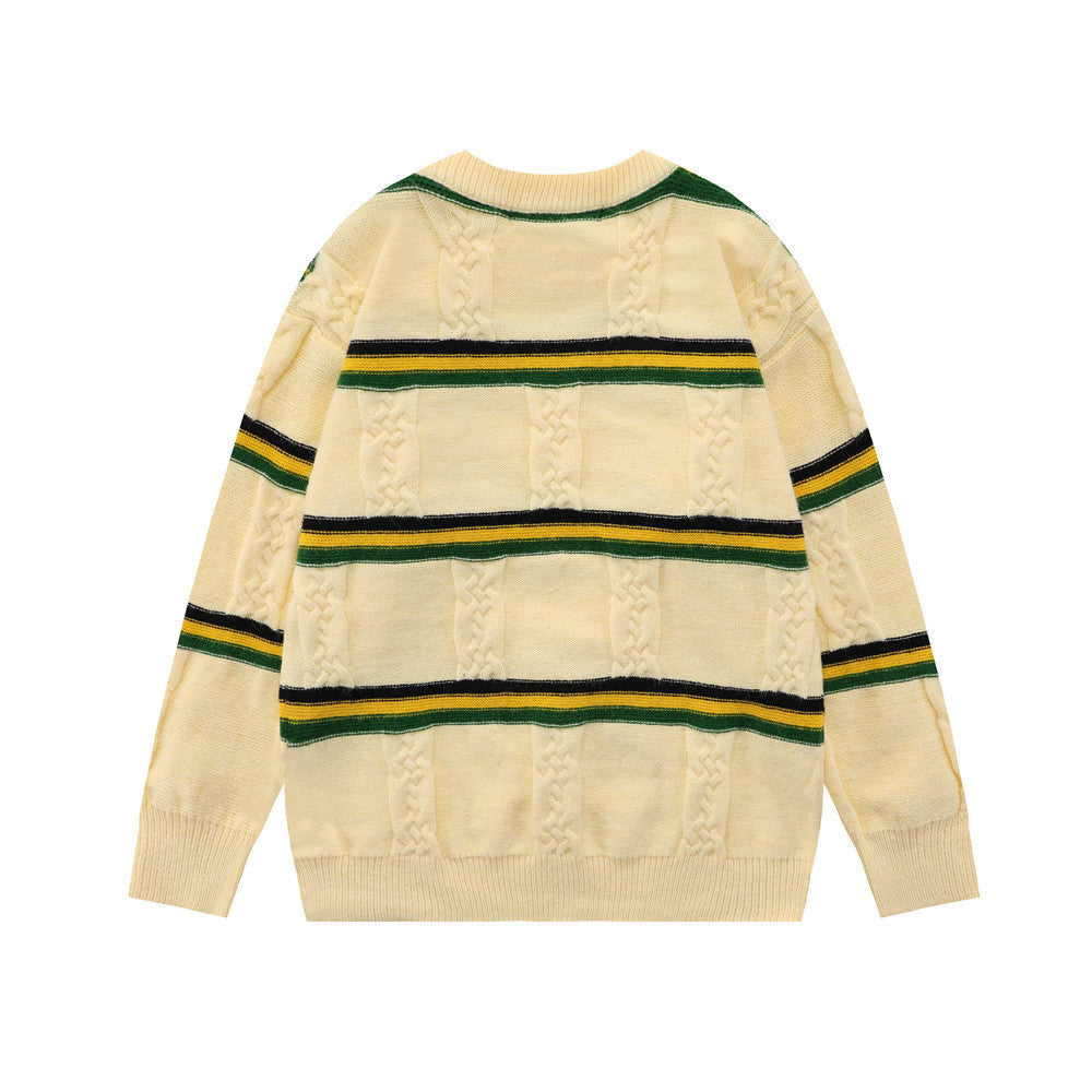 Sweaterstriped Sweater Men's Trendy Loose All Match Base