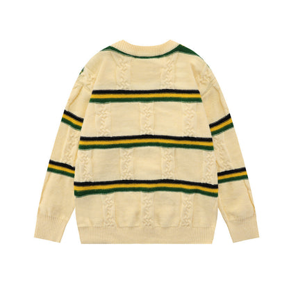 Sweaterstriped Sweater Men's Trendy Loose All Match Base