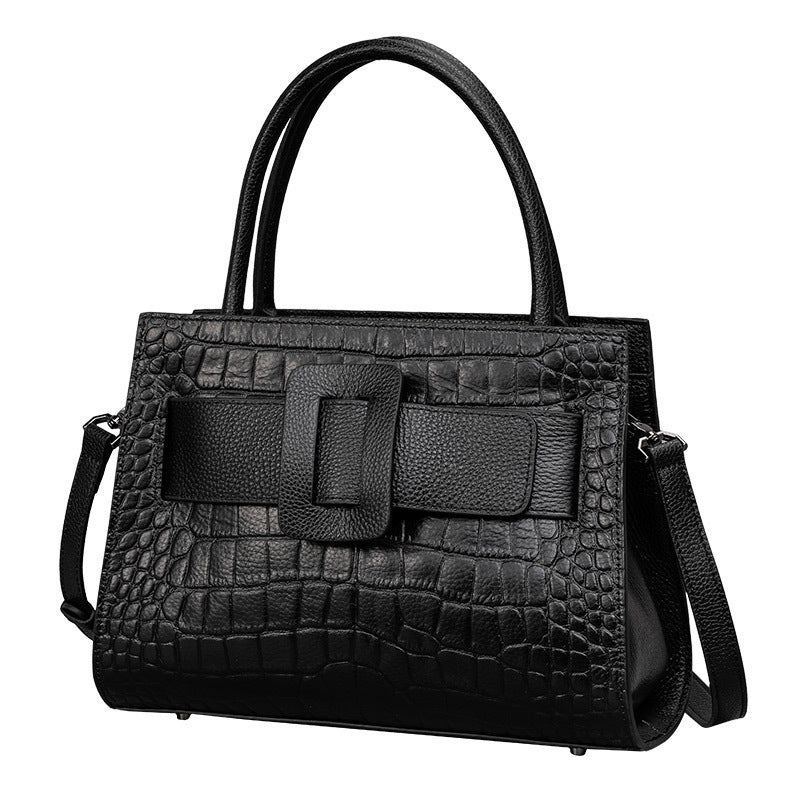 Bolso bandolera portátil de cuero para mujer, bolso de hombro a juego.