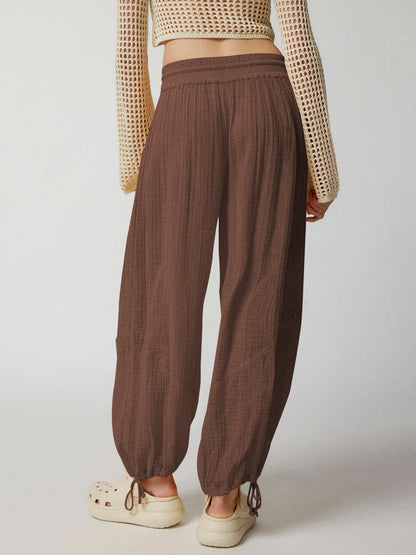 Pantalones anchos y sueltos para mujer, leggings con cordón