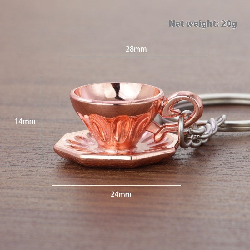 3D Coffee Keychain Metal Car Key Pendant