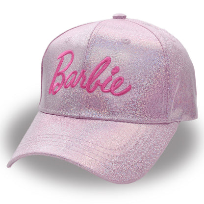 Nueva gorra de béisbol Barbie colorida con láser, gorra rosa con letras bordadas, gorra informal de moda