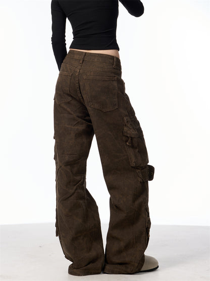 Pantalones cargo de camuflaje con diseño retro para mujer